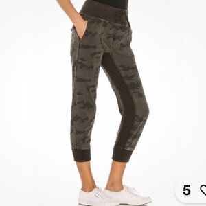 James Perse Olive Green mixed media camo Jogger Pants camo design size 2 or Med